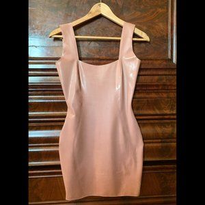 Vital Vein Square Neck Latex Tank Minidress - Light pink/brown - Small